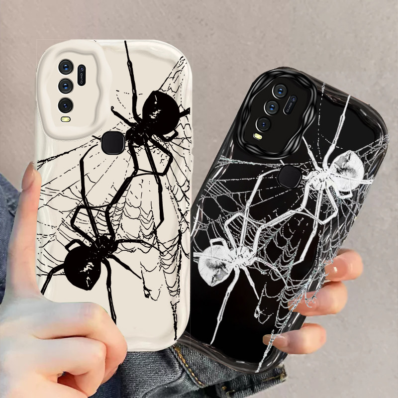 VIVOY50手机壳Y50T新款Y51s奶油纹Y52S全包Y52t防摔Y53S可爱Y53T时尚Y54s高级Y55s情侣款Y55T经典黑白蜘蛛网