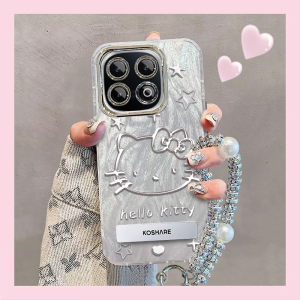 适用iQOO7/8/9/10/11/12/13手机壳艾酷U1x全包U3X标准版防摔时尚pro高级网红支架精孔羽纱卡通可爱银色KT猫