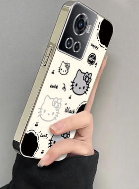 适用一加ACE手机壳竞速版oneplusACEpro电镀银框ACE2/V/2Pro全包1+ACE3/pro/3V防摔ACE5/pro粉嫩可爱黑白KT猫