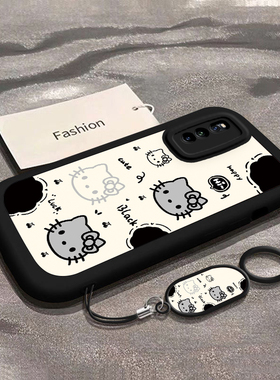 适用iQOOZ1手机壳Z1X可爱Z3新款Z5/X硅胶Z6全包Z6X防摔外壳Z7网红Z7i时尚Z7X外壳Z7XM男女软壳新年黑色KT猫