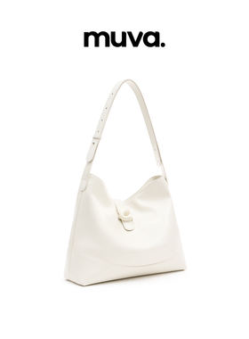 MUVA原创新款时尚大容量通勤托特包女 黑色百搭斜挎单肩包包MU158