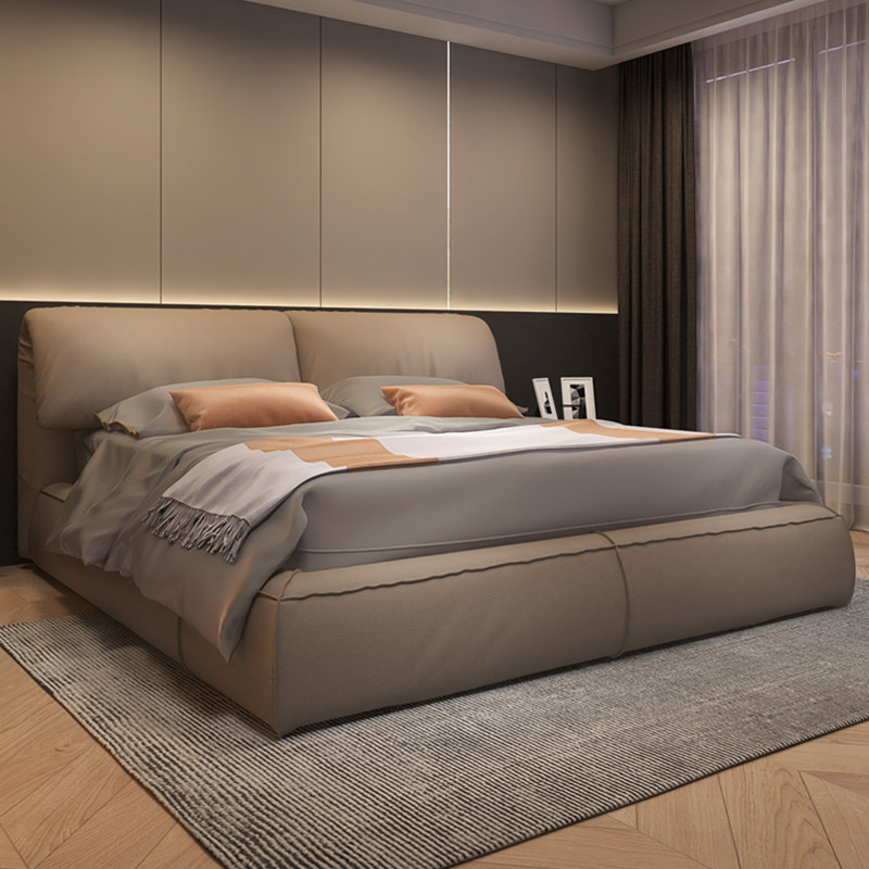 华意空间意式极简真皮床轻奢现代简约baxter双人大象耳朵婚床主卧