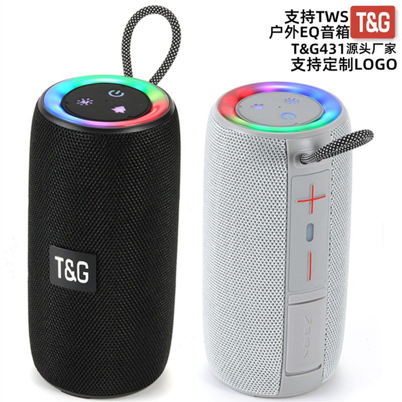 跨境新款tg431蓝牙音箱低音炮户外eq音效无线插卡led灯效蓝牙
