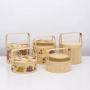 Chuanshi Double -Layer -Single -Layer Mid -Autumn Festival Festival Mooncake Cake Snack Bamboo Baske Bamboo упаковывает пустая подарочная коробка 2023 Новая