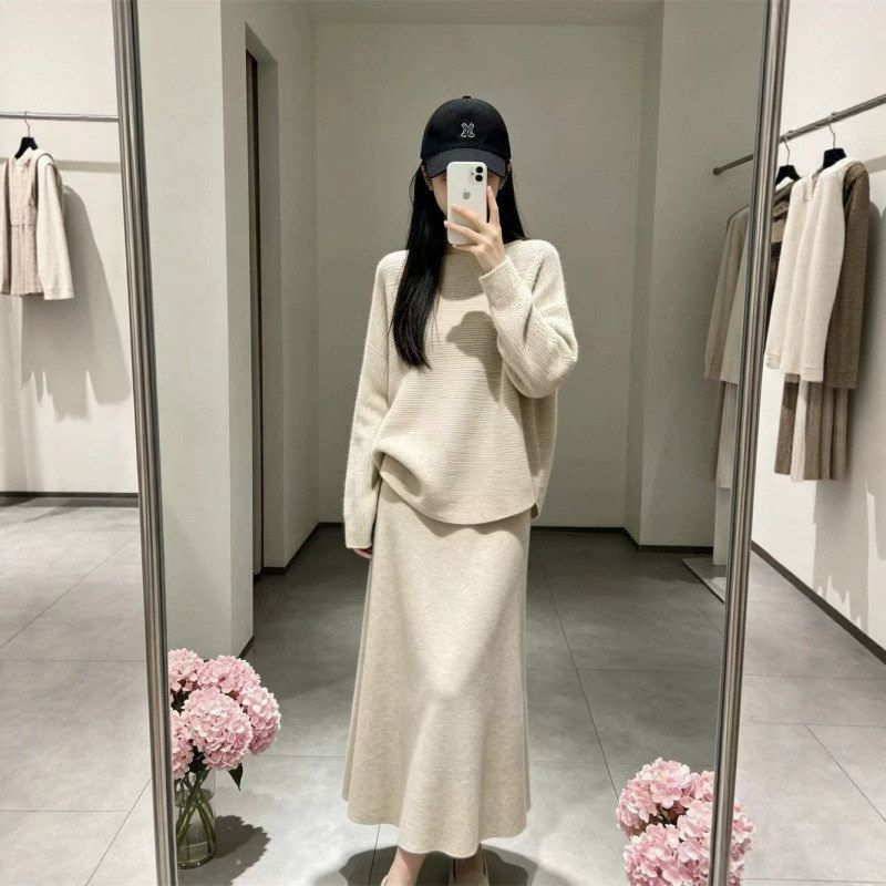 毛衣针织LE套装慵懒女2016半身裙两件风纯色KA宽松针织衫秋冬时尚