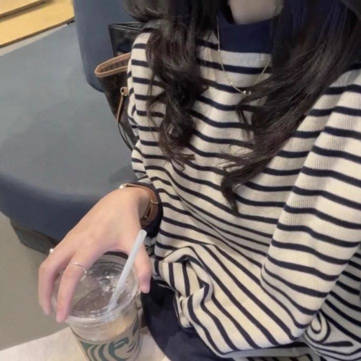 卫衣条纹风秋冬新款港味2025宽松复古女慵懒外套潮长袖