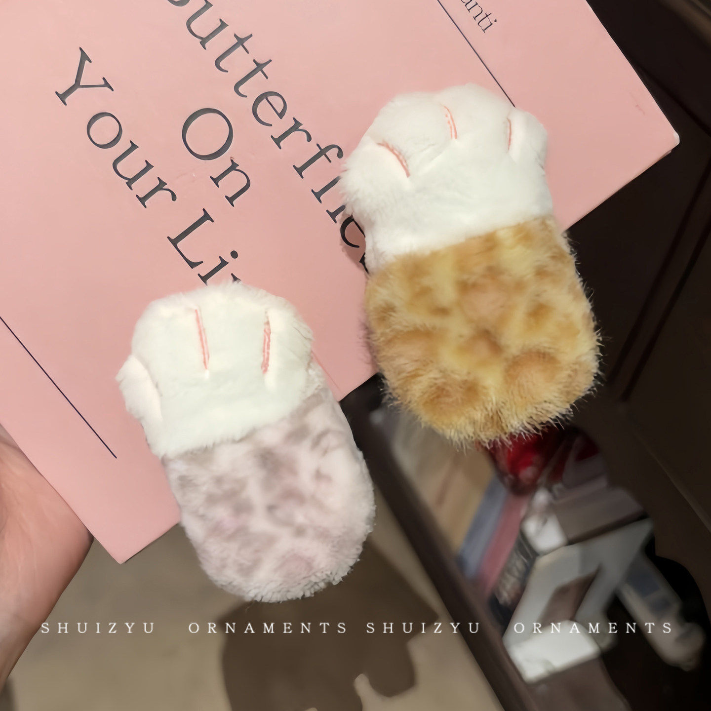 儿童可爱毛绒猫爪发夹女童侧边碎发刘海夹小女孩前额夹子头饰发卡