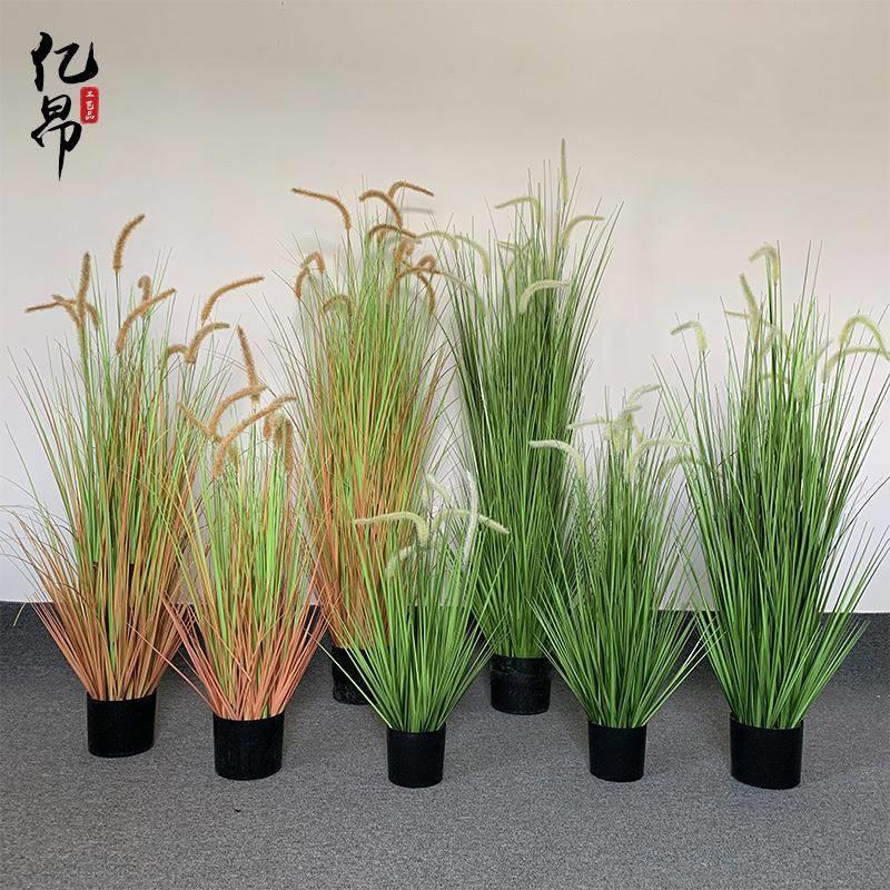 仿真狗尾巴草芦苇草绿植盆载仿真洋葱草北欧仿真植物家居装饰摆件