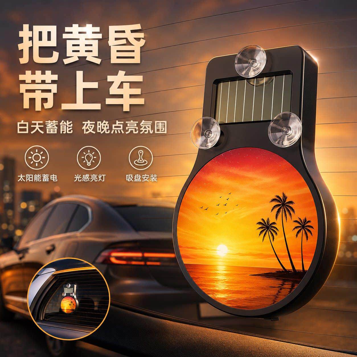汽车邪魅恶魔太阳能无线表情灯LED警示灯三角窗车后窗装饰氛围灯