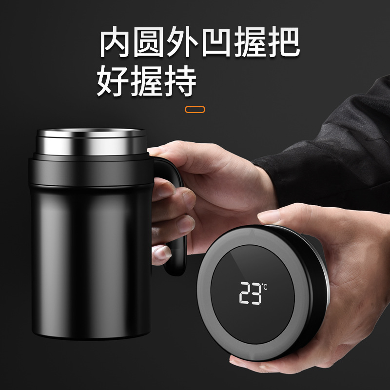 日本品质办公保温杯定 制带手柄礼品订 做水杯刻字广告茶杯印字员