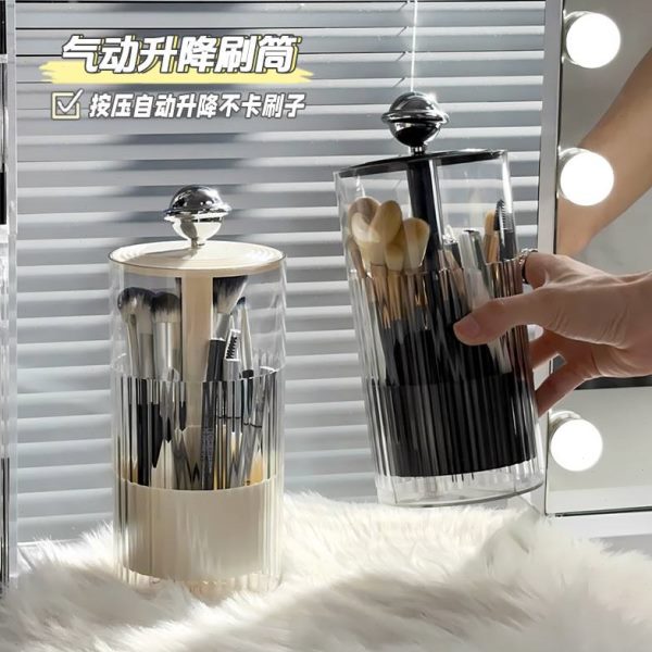 眼线笔桶收纳盒升降防尘桌面自动按压美妆刷梳妆台眉笔化妆刷收纳