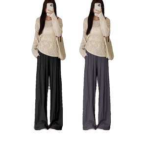山本裤女新款阔腿褶皱裤夏季慵懒风薄款高腰垂感直筒休闲宽松裤子