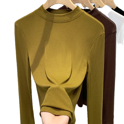 长袖百搭修身洋气莫代尔打底衫女