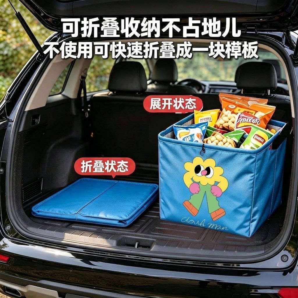 防水折叠汽车车载后备箱收纳箱车用杂物整理箱收纳筐储物箱神器