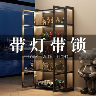 双开门陈列柜展示柜痛柜透明 亚克力带锁带灯带盲盒手办柜2024新款