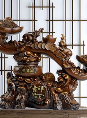 吉祥如意聚宝盆摆件中式家居摆设乔迁礼物开业礼品装饰树脂