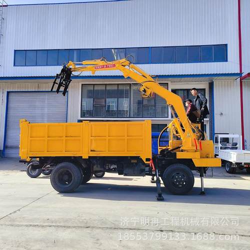 轮式随车抓装卸 木材石块甘蔗专用抓木机 载重20吨车厢双顶自卸车