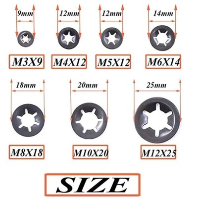 260PCS/Set Metal Starlock Push-on Locking Washer FasteZner S