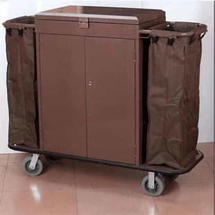 加厚不锈c钢酒店带门带盖服务车宾馆旅馆客房清洁布草车工作推车