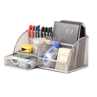 铁艺办公桌面文具收纳盒多功能整理MP架笔筒笔架便签座