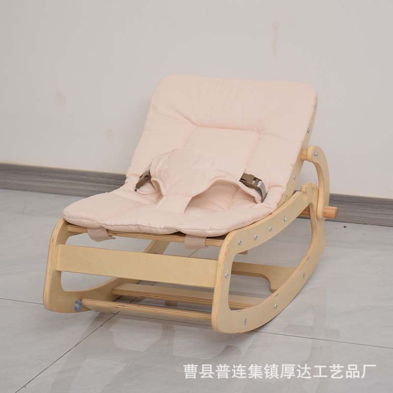 跨境新款木质哄娃摇摇椅家用新生儿躺椅摇篮椅木质宝宝秋千椅躺椅