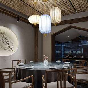 艺术灯中式餐厅吊灯酒店民宿客厅卧室茶室饭店灯复古布艺装饰灯艺