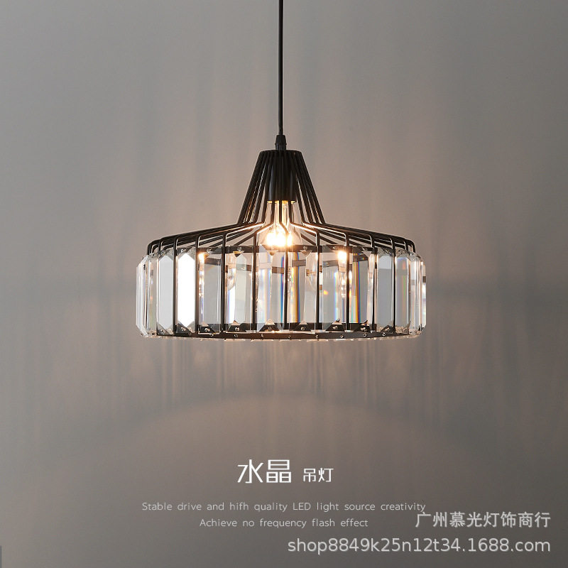 现代简约轻奢水晶灯复古工业风餐厅吊灯餐桌吧台灯网红服装店吊灯