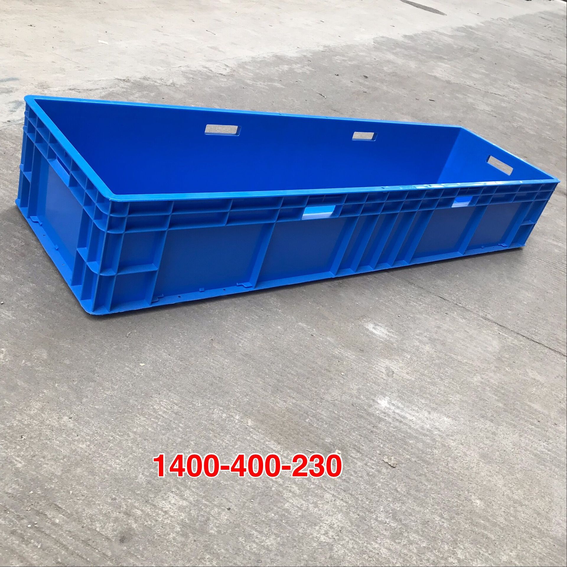 供应蓝色长塑胶箱车间物料储物框1200*400*230新料养龟箱可带插卡