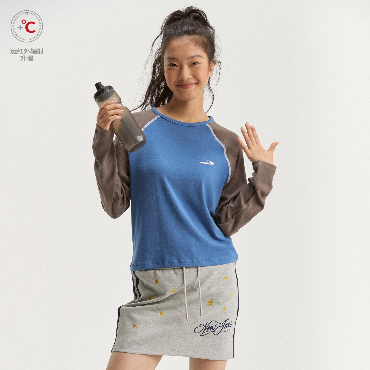 江南先生NewJNXS慕斯羊绒发热保暖打底上衣女修身短款插肩长袖T恤