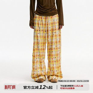 抽绳百搭长裤 夏季 女 辣妹休闲裤 江南先生NewJNXS星星格子印花薄款