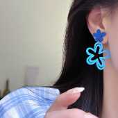 耳饰无耳洞蚊香盘耳夹 夏天清冷感夸张 撞色花朵耳钉 2025新款