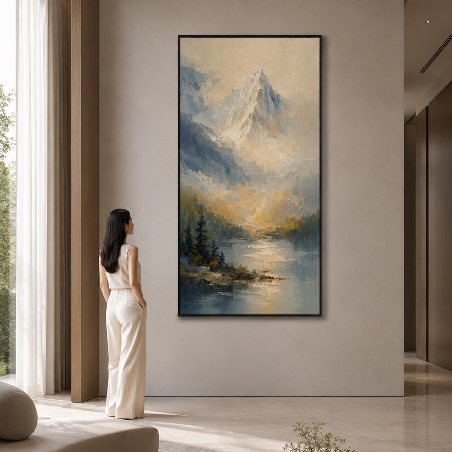 大芬村手绘日照金山轻奢油画