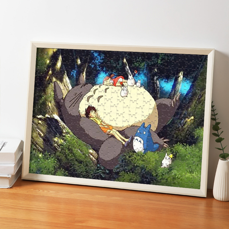 热销拼图框1000片50X75框架500片2000片装裱画框挂墙实木相框定制