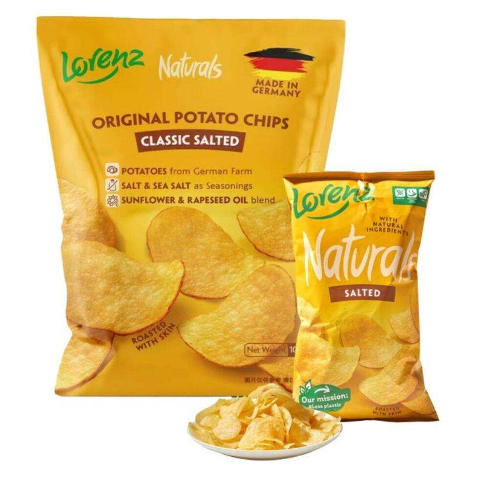 山姆代购进口Lorenz劳仑兹经典原切原味薯片400g独立小包追剧零食