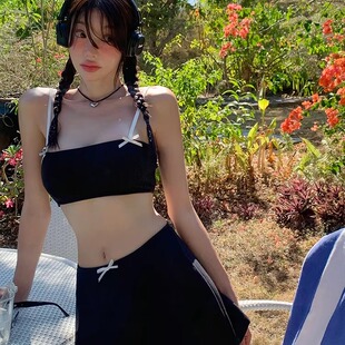 韩系ins可爱遮肉少女裙式 分体泳衣女小胸泡温泉显瘦度假保守