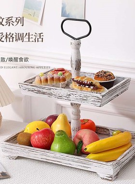 Woodenc Tray Double Layer Three Layer Cake Plate Wooden Dess