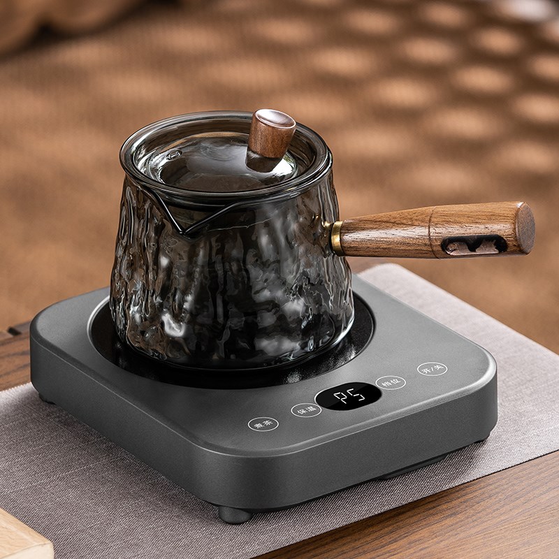小青柑冲泡煮茶器耐高温烟x灰玻璃侧把壶茶具套装电陶炉煮茶炉