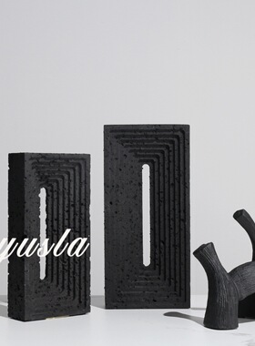 现代北欧拱形洞石摆件创意软装样板间几何不规则线U条家居艺术饰