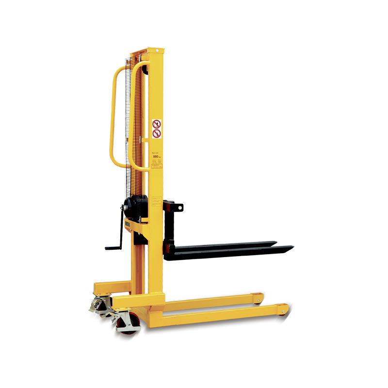 WS50机械式手摇绞盘钢丝绳堆高车托盘搬运手摇装卸升高车可调货叉