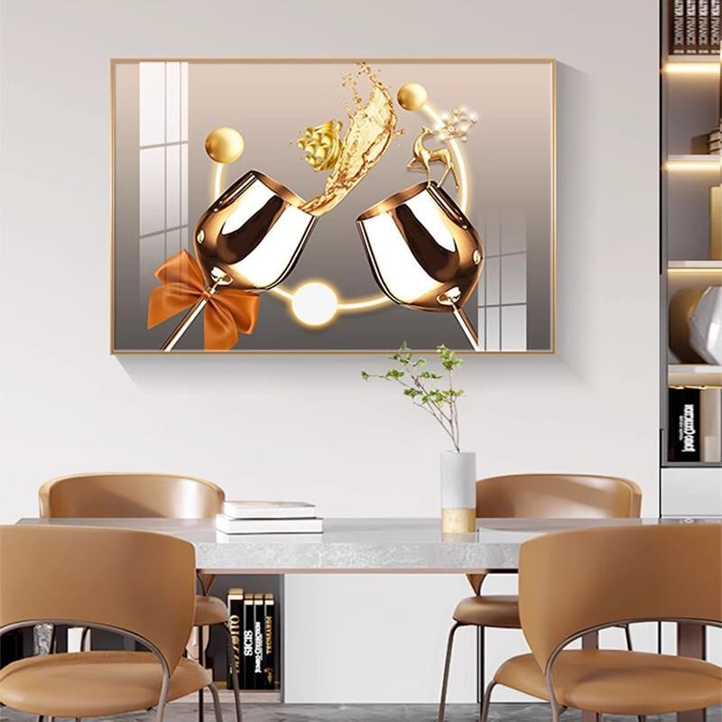 餐厅装饰画北欧酒杯挂画s客厅入户玄关几何抽象背景墙壁画酒店装图片