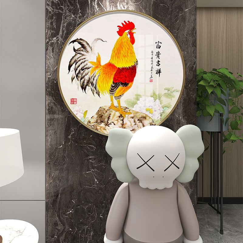 网红鸡的装饰画公挂鸡画金鸡报晓雄鸡图新中式R玄走廊过道关风水图片