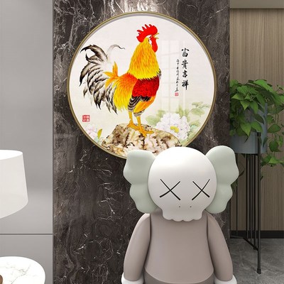 网红鸡的装饰画公挂鸡画金鸡报晓雄鸡图新中式R玄走廊过道关风水