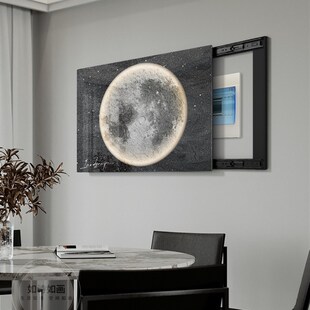 网红月球电表箱装饰画侘寂风餐电B闸盒高感超薄推拉厅级遮挡配电