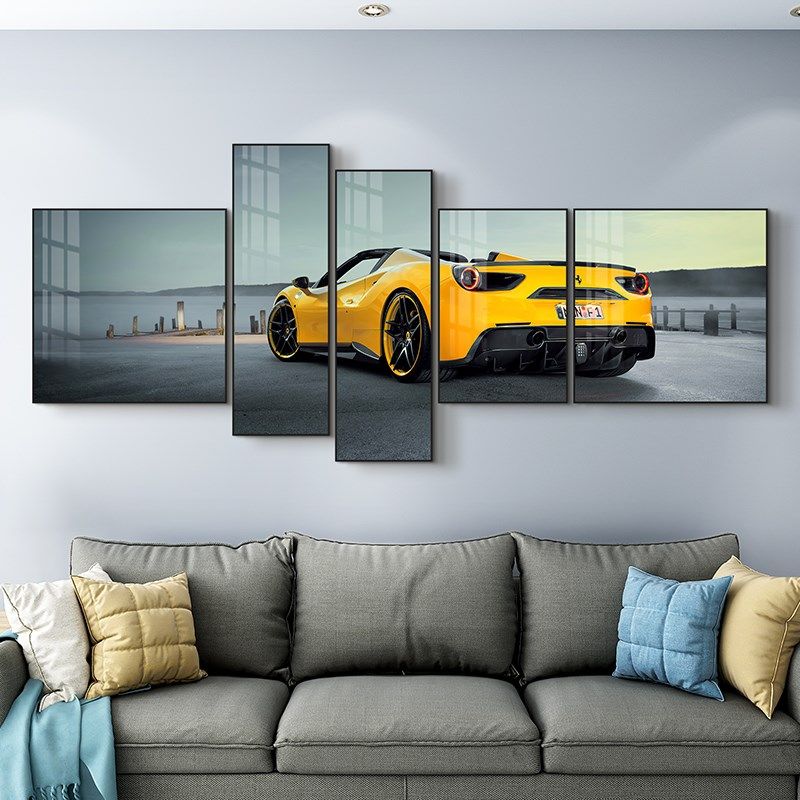 网红汽车挂画超跑男卧室背景墙装饰画豪车壁酒P吧孩现代客厅房间,家居饰品,现代装饰画,淘宝优惠券,粉丝福利购,淘宝优惠卷