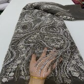 网布亮片Beaded 珠管绣婚纱礼服蕾丝绣花布 Fabric Seoquin Lace
