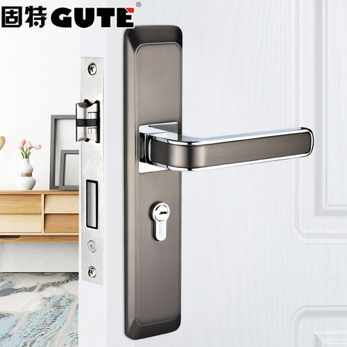 固特卧室房门锁室内通用型美式黑色家用简M约门把手静音锁具套餐