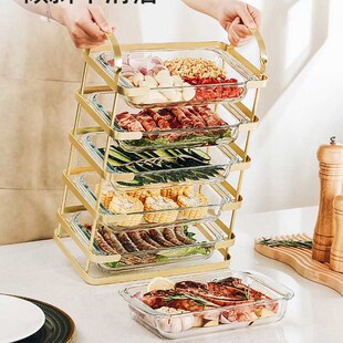 轻奢厨房多e层备菜盘家用多功能火锅菜盘网红配菜盘子置物架子