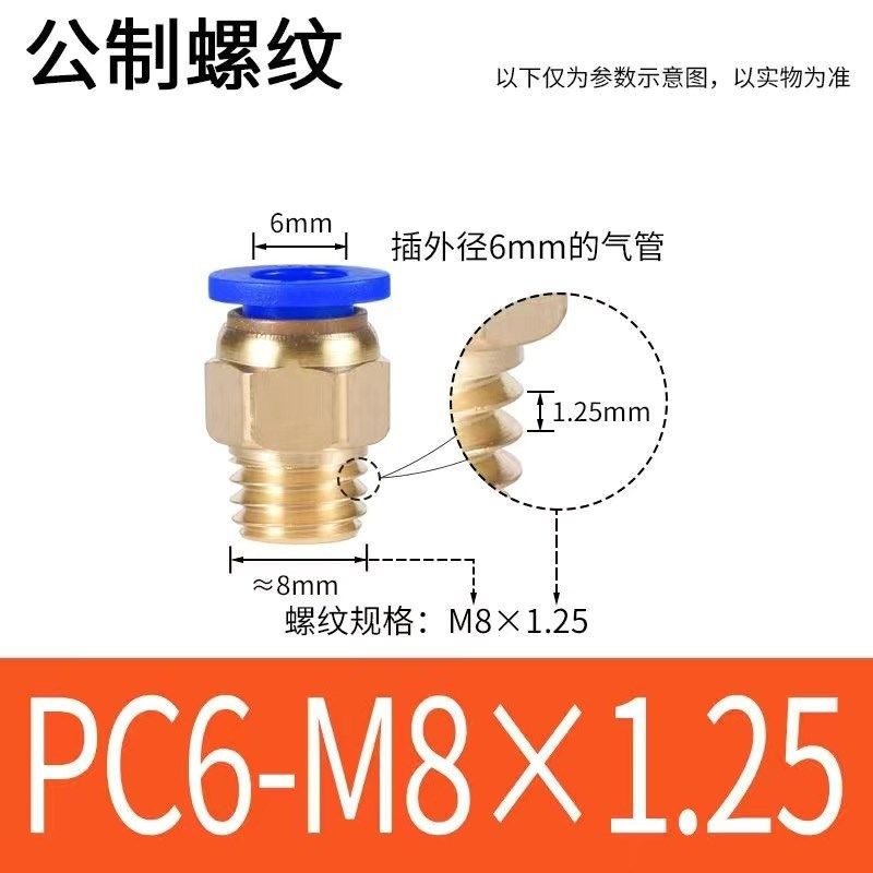新款公制螺纹气管直通接头PC10-M8/M10/M1N2/M16气动快插模具现货