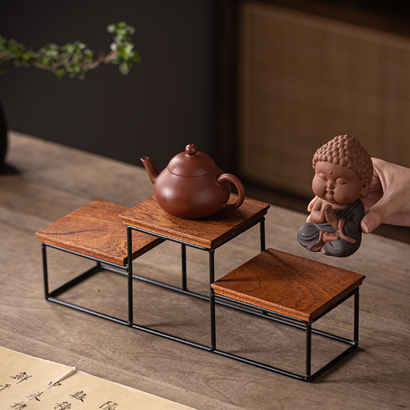 实木铁艺小号博古架子迷你桌面置物架茶几摆件底座工艺品收纳架,家居饰品,桌面摆件,淘宝优惠券,粉丝福利购,淘宝优惠卷