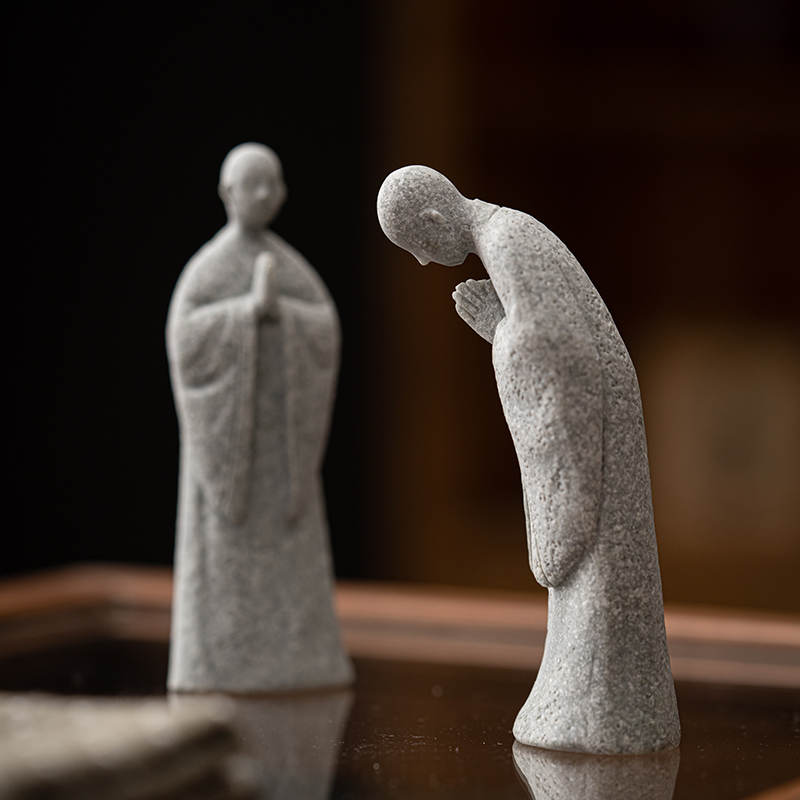 许愿和尚造景摆件佛像人物假山石头生态龟鱼缸水族庭院盆景装饰品